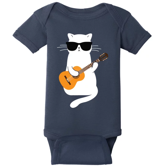 Cat Wearing Sunglasses Playing Guitar Guitarist Baby Bodysuit