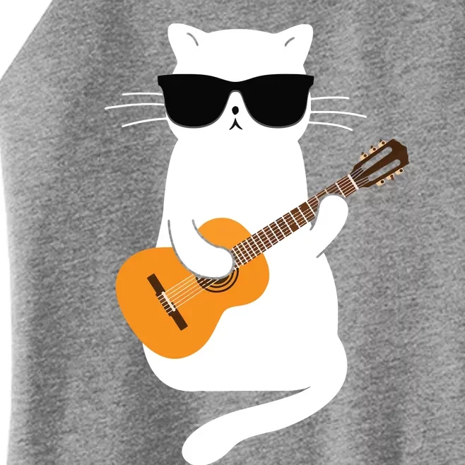 Cat Wearing Sunglasses Playing Guitar Guitarist Women’s Perfect Tri Rocker Tank