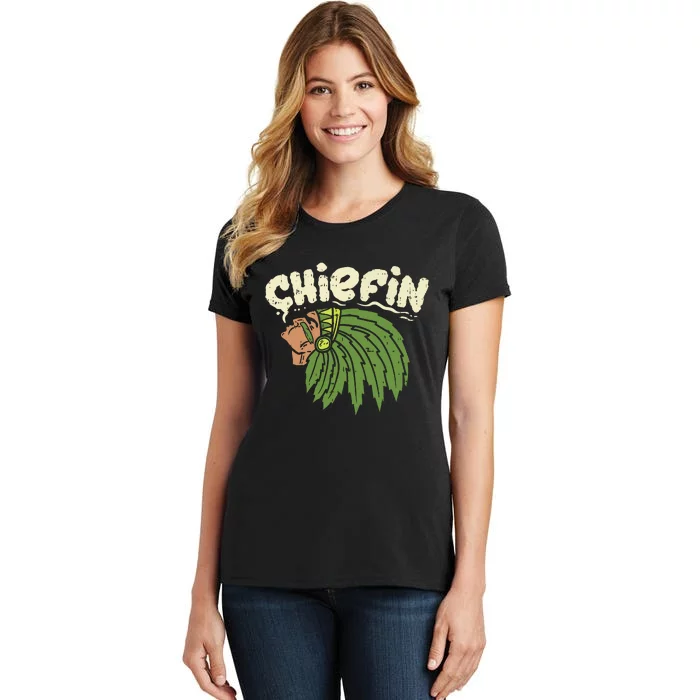 Chiefin Weed Smoking Funny 420 Cannabis Pot Thc Smoker Gift Women's T-Shirt