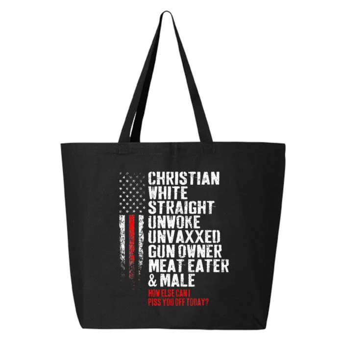 Christian White Straight Unwoke Unvaxxed Gun Owner 25L Jumbo Tote