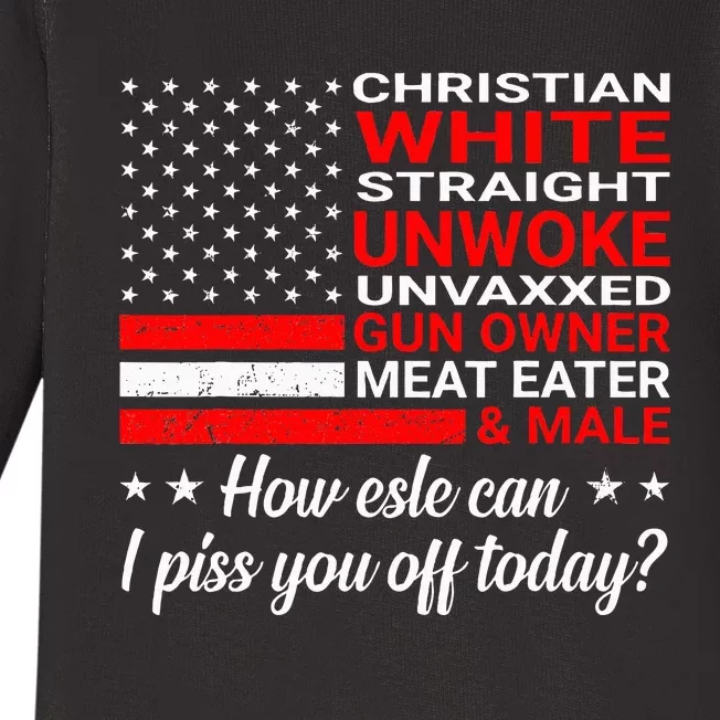 Christian White Straight Unwoke Unvaxxed Gun Owner Baby Long Sleeve Bodysuit