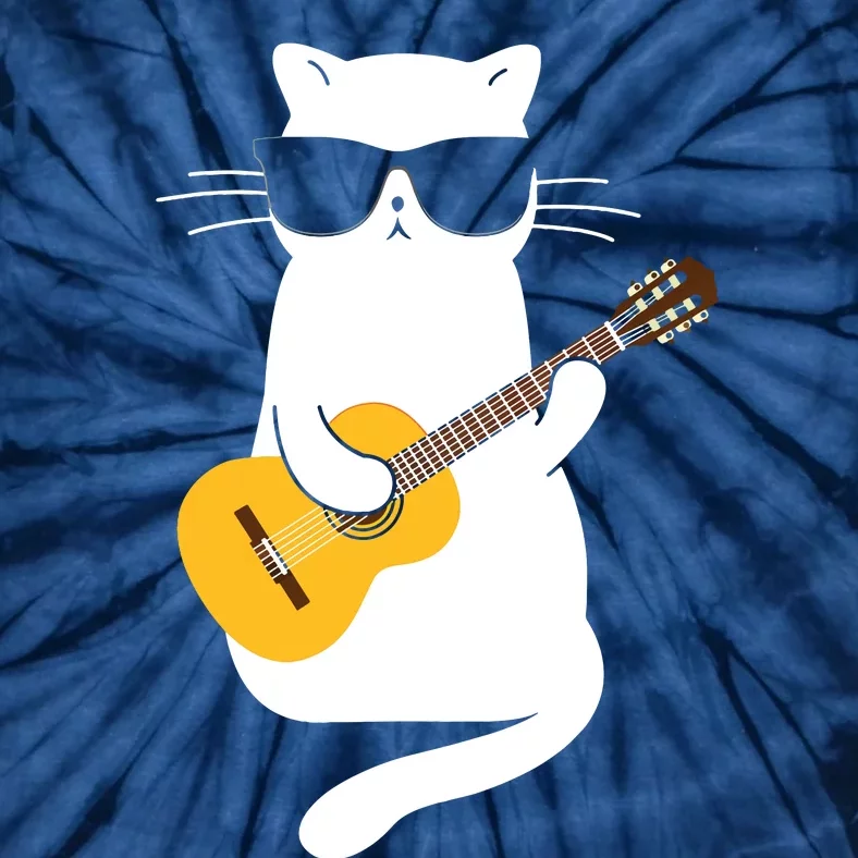 Cat Wearing Sunglasses Playing Guitar Guitarist Tie-Dye T-Shirt