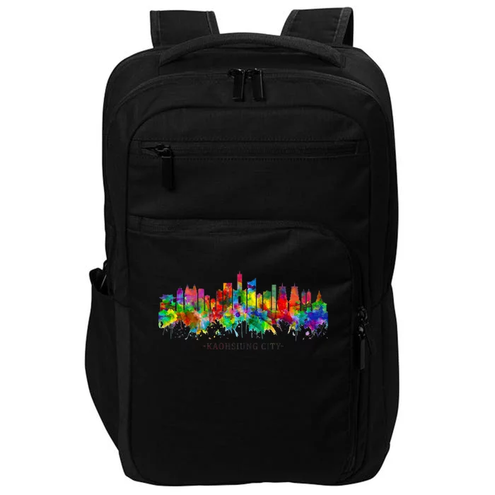 City Watercolor Skyline Home State Souvenir Kaohsiung Taiwan Meaningful Gift Impact Tech Backpack