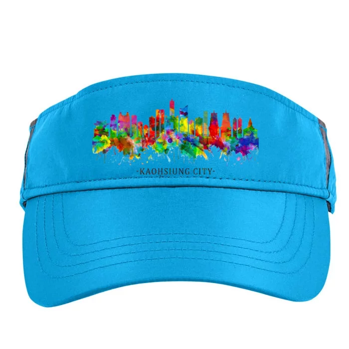 City Watercolor Skyline Home State Souvenir Kaohsiung Taiwan Meaningful Gift Adult Drive Performance Visor