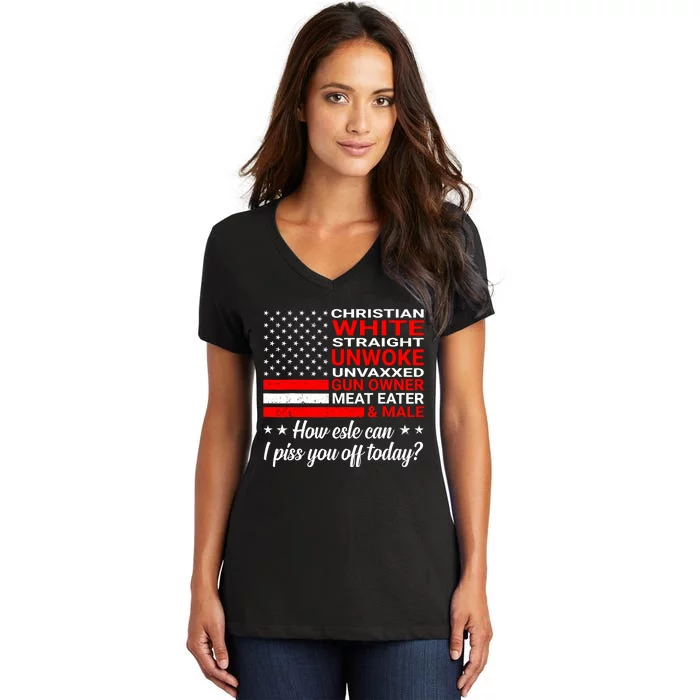 Christian White Straight Unwoke Unvaxxed Gun Owner Women's V-Neck T-Shirt