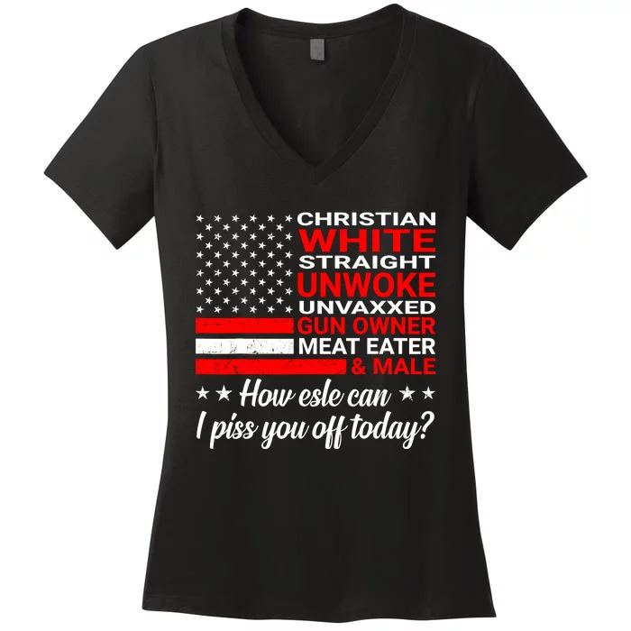 Christian White Straight Unwoke Unvaxxed Gun Owner Women's V-Neck T-Shirt