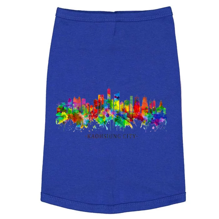 City Watercolor Skyline Home State Souvenir Kaohsiung Taiwan Meaningful Gift Doggie Tank