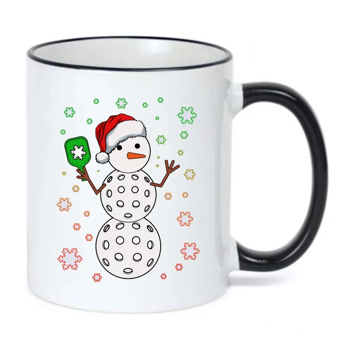 Christmas Winter Time Pickleball Snowman Black Color Changing Mug