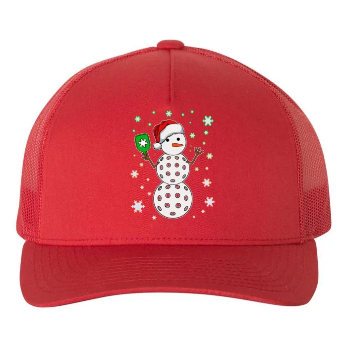 Christmas Winter Time Pickleball Snowman Yupoong Adult 5-Panel Trucker Hat