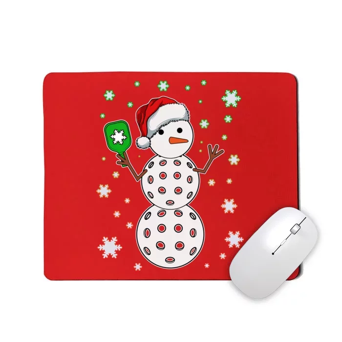 Christmas Winter Time Pickleball Snowman Mousepad