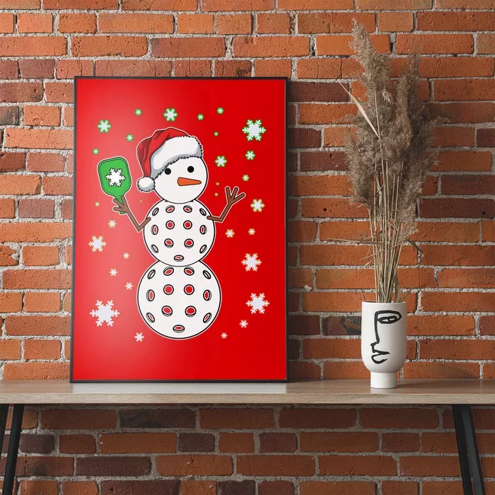 Christmas Winter Time Pickleball Snowman Poster