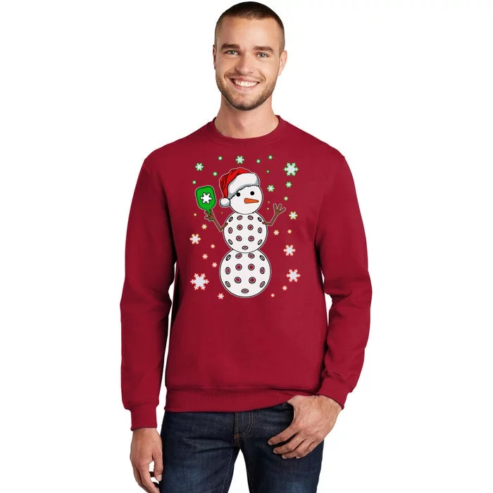 Christmas Winter Time Pickleball Snowman Tall Sweatshirt