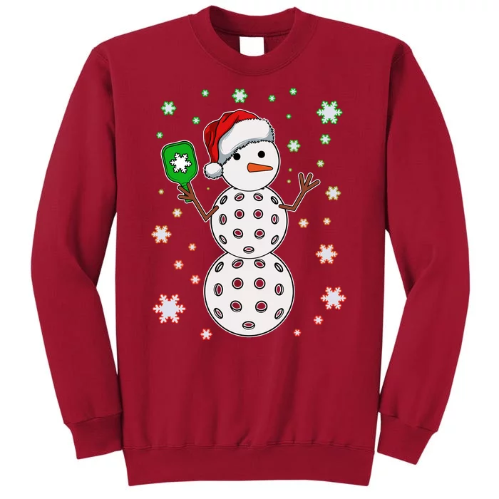 Christmas Winter Time Pickleball Snowman Tall Sweatshirt