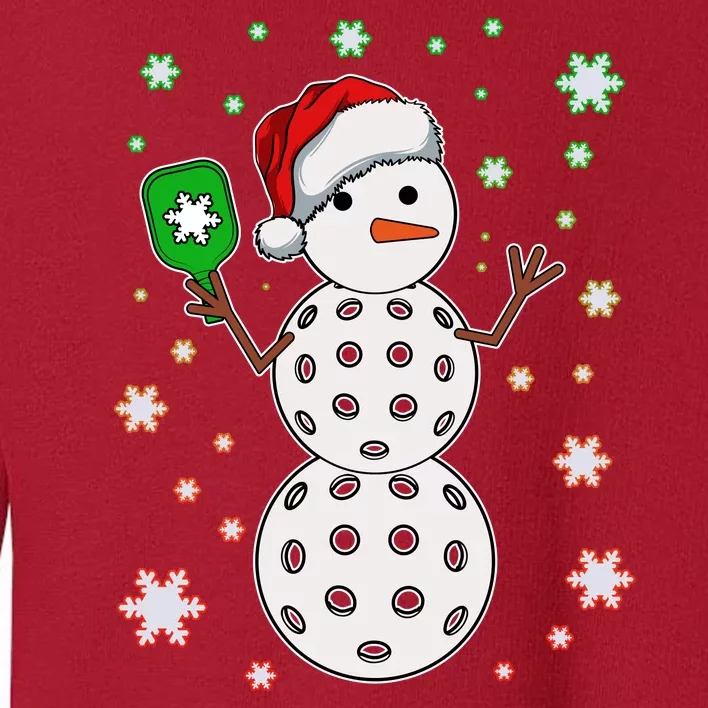 Christmas Winter Time Pickleball Snowman Toddler Sweatshirt