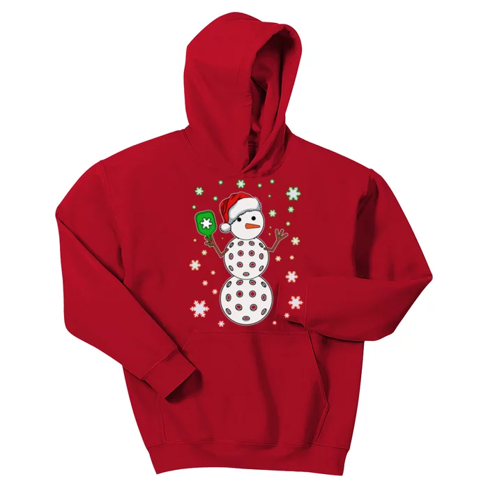 Christmas Winter Time Pickleball Snowman Kids Hoodie