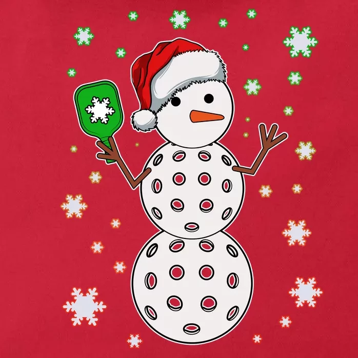 Christmas Winter Time Pickleball Snowman Zip Tote Bag