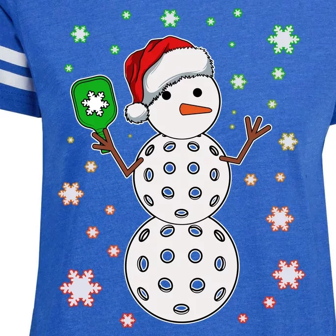 Christmas Winter Time Pickleball Snowman Enza Ladies Jersey Football T-Shirt