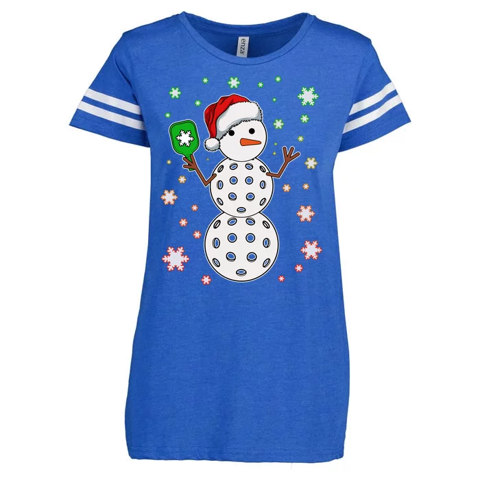 Christmas Winter Time Pickleball Snowman Enza Ladies Jersey Football T-Shirt