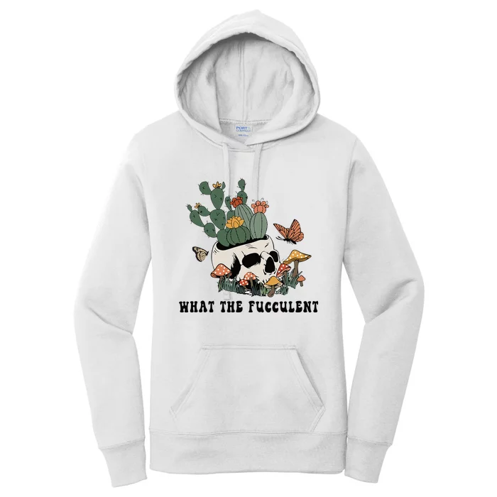 Cottagegore What The Fucculent Skull Cactus Succulent Women's Pullover Hoodie