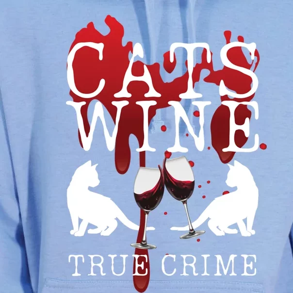 Cats Wine True Crime Shows Lover Gift Idea Cat Mom Cat Dad Gift Unisex Surf Hoodie