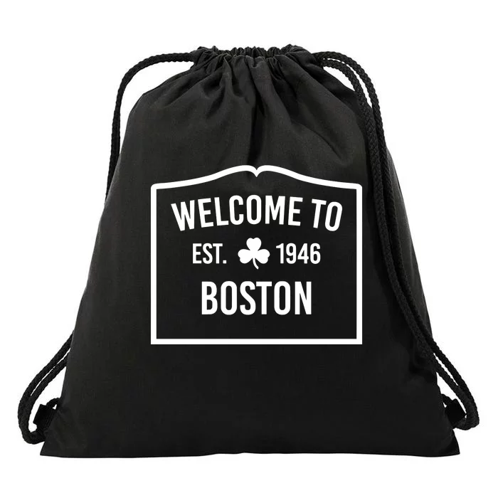 Celtics Welcome To Boston Est 1946 Drawstring Bag