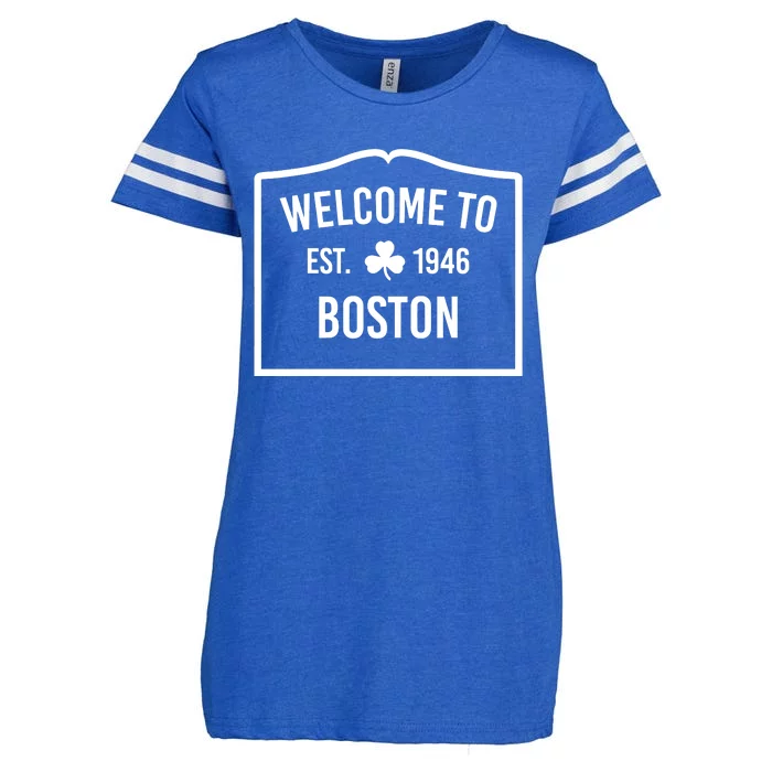 Celtics Welcome To Boston Est 1946 Enza Ladies Jersey Football T-Shirt