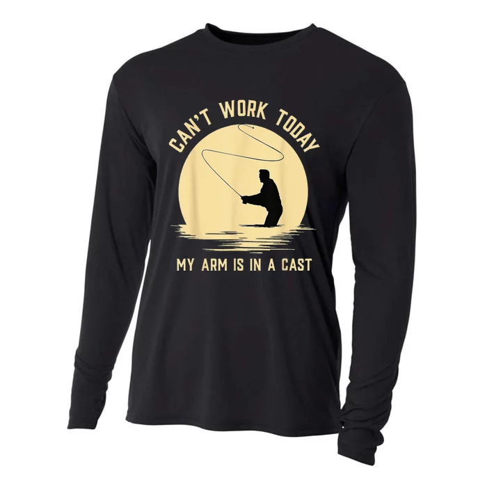 Cant Work Today My Arm Is In A Cast Funny Fly Fishing Cooling Performance Long Sleeve Crew