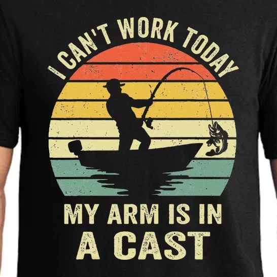 Can't Work Today My Arm Is In A Cast Funny Fishing Pajama Set