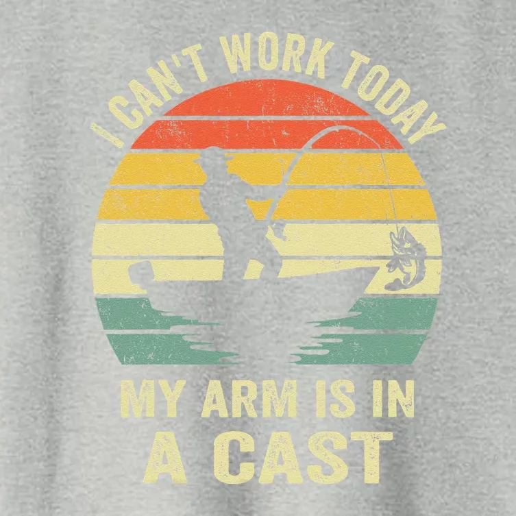 Can't Work Today My Arm Is In A Cast Funny Fishing Women's Crop Top Tee