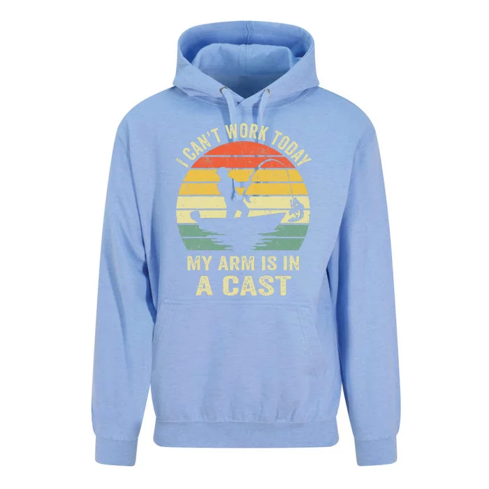 Can't Work Today My Arm Is In A Cast Funny Fishing Unisex Surf Hoodie