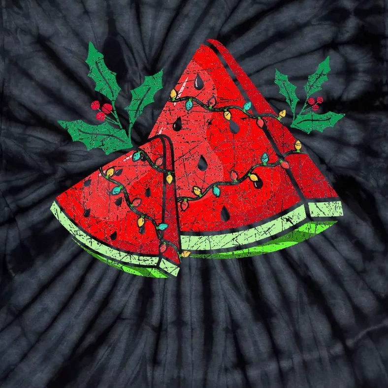 Christmas Watermelon Tropical Summer Christmas In July Tie-Dye T-Shirt