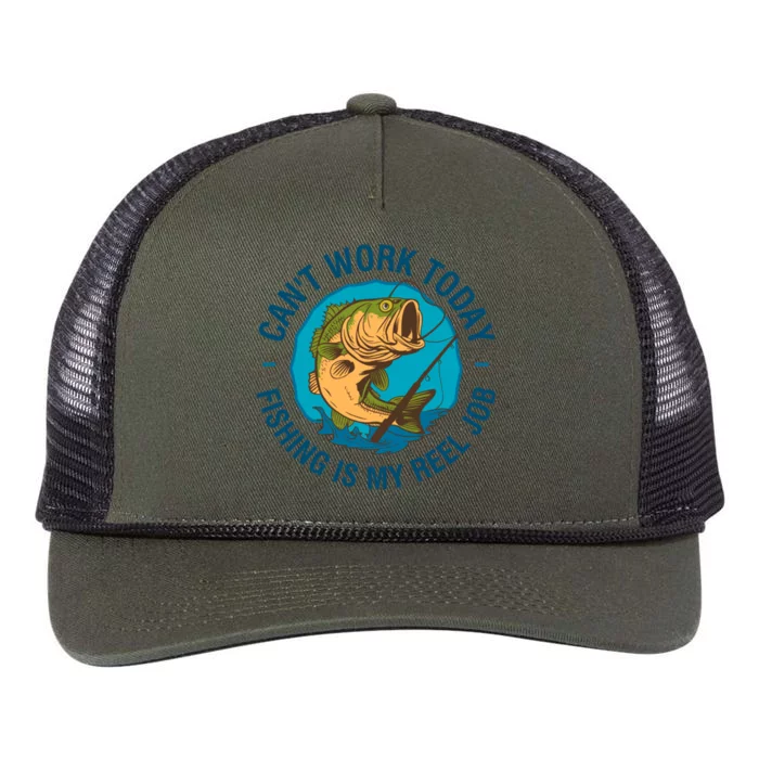 Cant Work Today Fishing Is My Reel Job Retro Rope Trucker Hat Cap