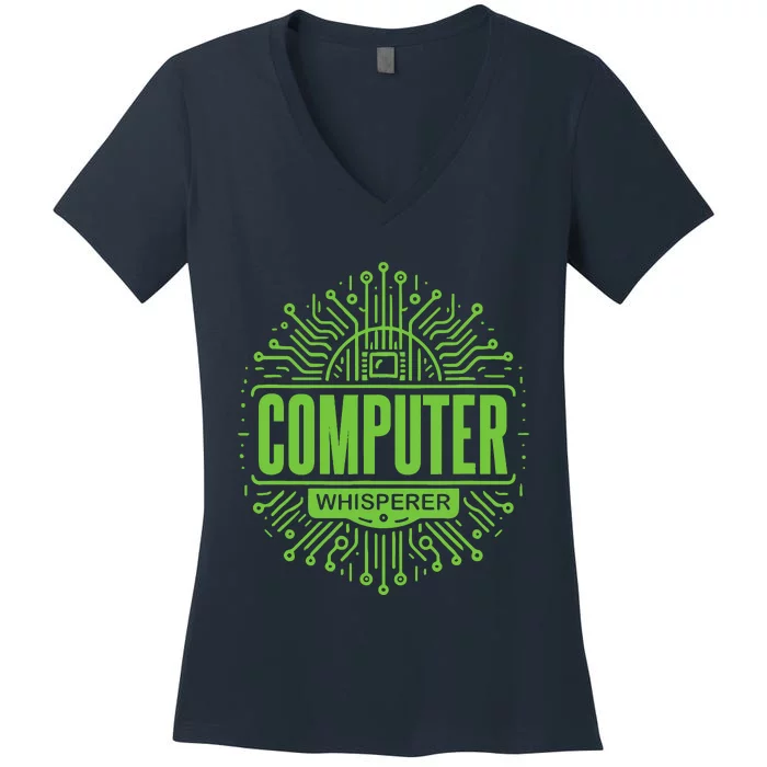 Computer Whisperer Tech Support It Funny Computer Engineer Women's V-Neck T-Shirt