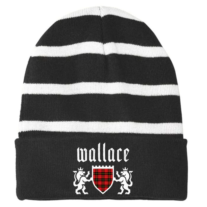 Clan Wallace Tartan Scottish Plaid Wallace Family Striped Beanie with Solid Band