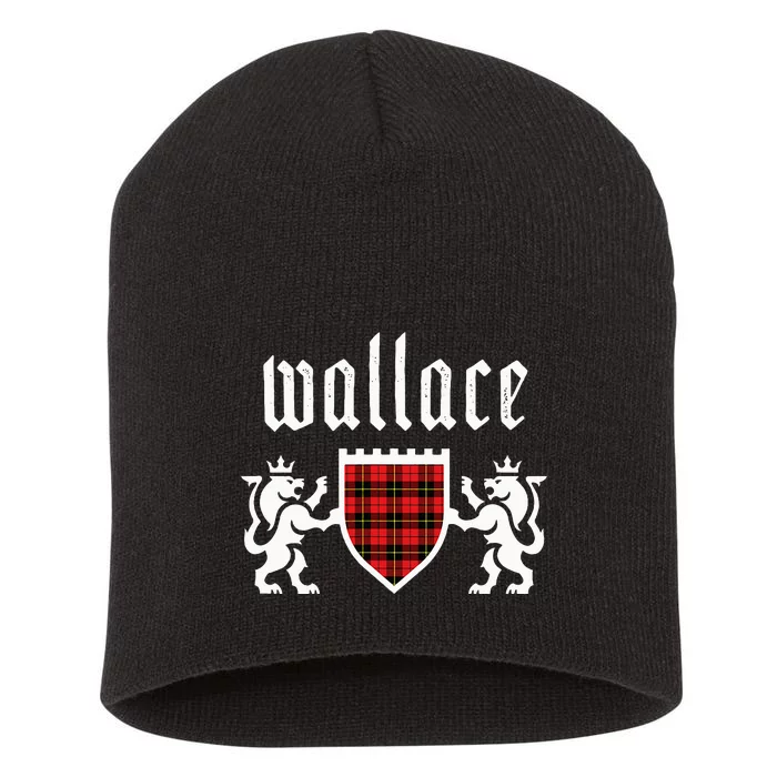 Clan Wallace Tartan Scottish Plaid Wallace Family Short Acrylic Beanie