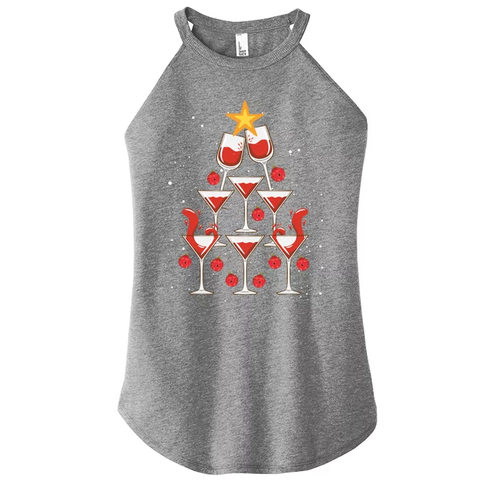 Christmas Wine Tree Funny Xmas Ing Party Wine Er Great Gift Women’s Perfect Tri Rocker Tank