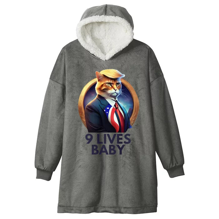 Cat With Trump Hair Nine Lives Baby Hooded Wearable Blanket