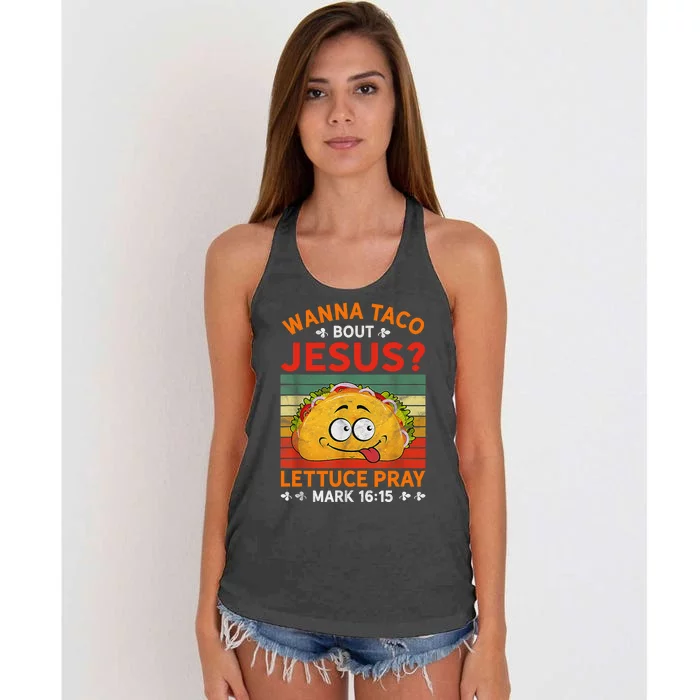 Cute Wanna Taco Bout Jesus Christian Mexican Women's Knotted Racerback Tank