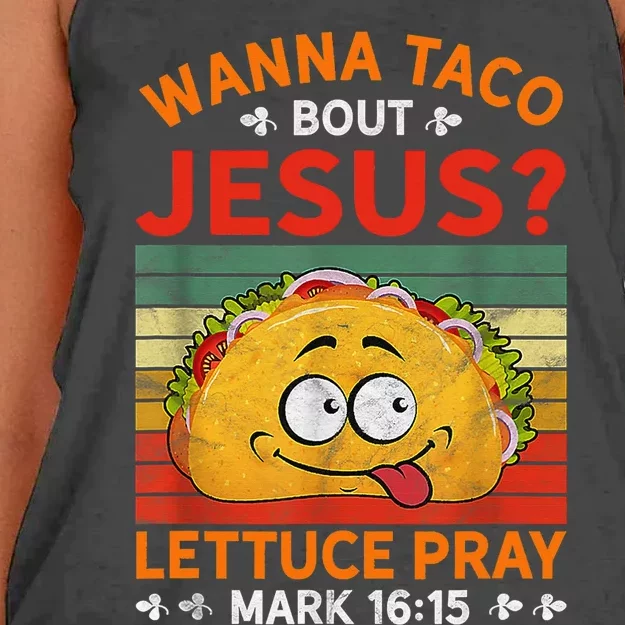 Cute Wanna Taco Bout Jesus Christian Mexican Women's Knotted Racerback Tank