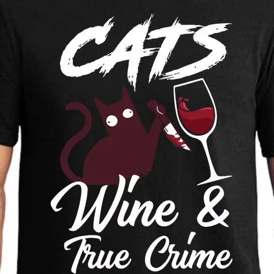 Cats Wine True Crime Funny True Crime Shows Junkie Pajama Set