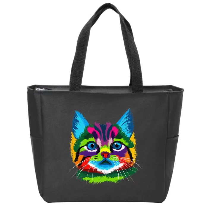 Cat Wo Tee Cute Cat Zip Tote Bag