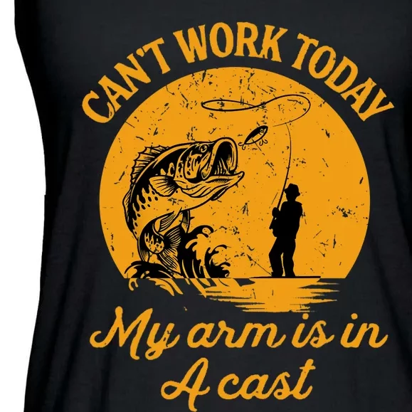 Can't Work Today My Arm is in A Cast Funny Fishing Ladies Essential Flowy Tank