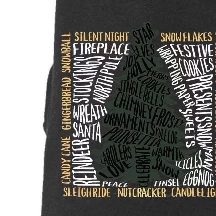 Christmas Words Tree Unique Holiday Design Doggie 3-End Fleece Hoodie