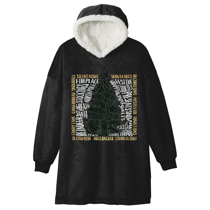 Christmas Words Tree Unique Holiday Design Hooded Wearable Blanket