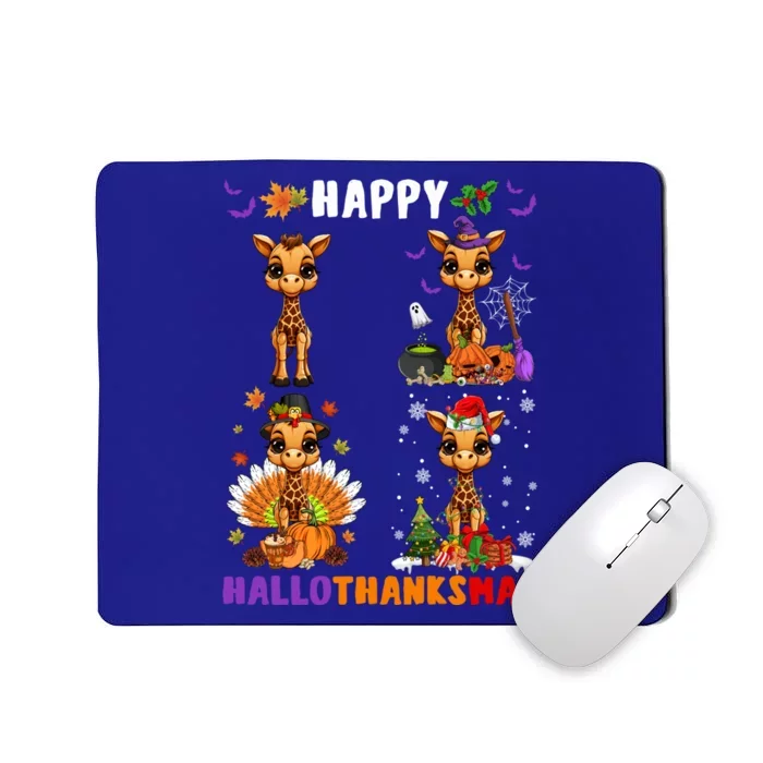 Cute Witch Turkey Santa Claus Giraffes Happy Hallothanksmas Gift Mousepad