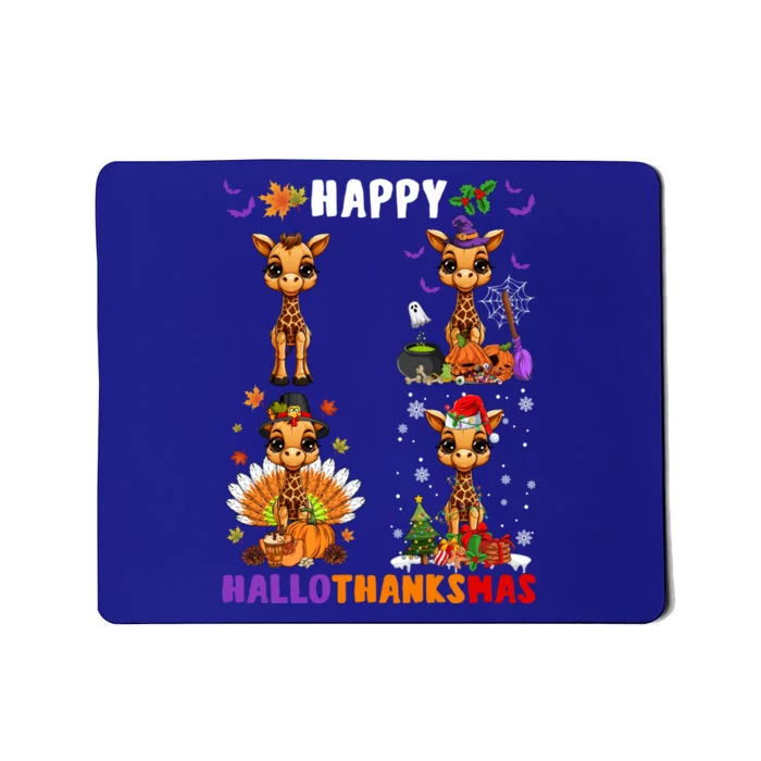 Cute Witch Turkey Santa Claus Giraffes Happy Hallothanksmas Gift Mousepad