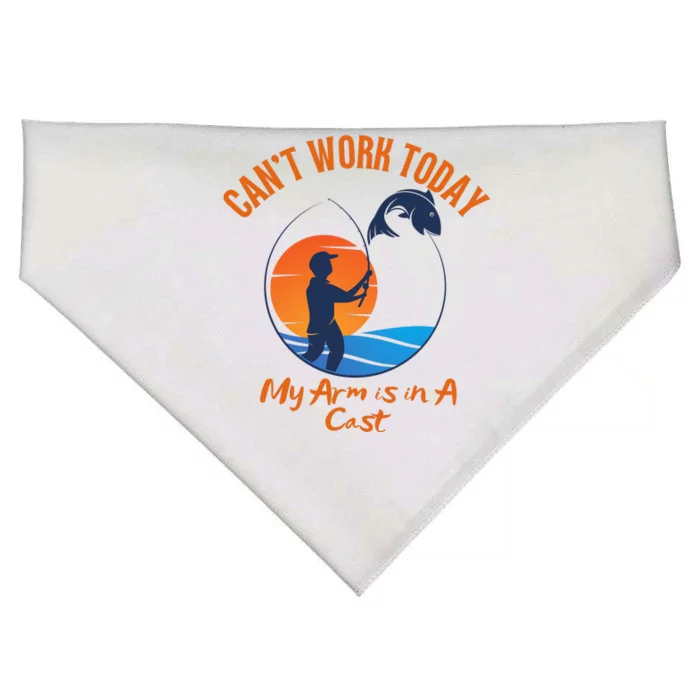 Can't Work Today My Arm Is In A Cast Funny Fishing USA-Made Doggie Bandana