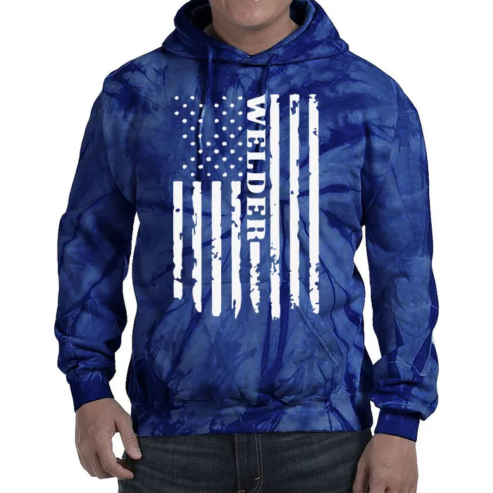 Cool Welding US Flag Art For Welder Welding Tie Dye Hoodie