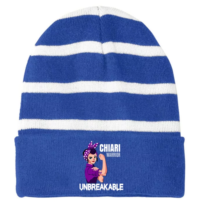 Chiari Warrior Unbreakable Awareness Cute Gift Striped Beanie with Solid Band