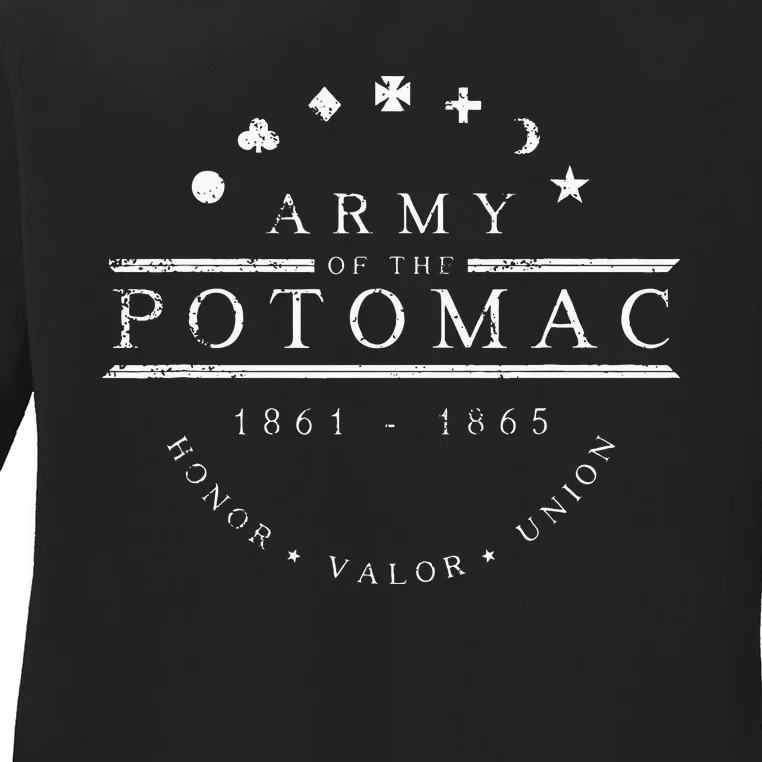 Civil War Union Army Of The Potomac Ladies Long Sleeve Shirt